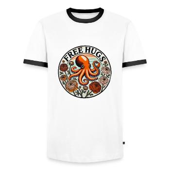 Kostenlose Umarmungen - Männer Kontrast-T-Shirt - Weiß/Schwarz - Vorne - AI Model Female 172 light (172cm) & AI Model Male 178 dark (178cm)