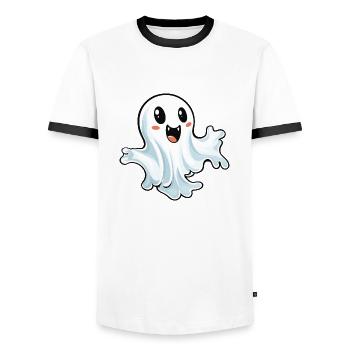Ghost Halloween - Männer Kontrast-T-Shirt - Weiß/Schwarz - Vorne - AI Model Female 172 light (172cm) & AI Model Male 178 dark (178cm)