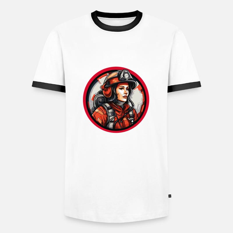 Feuerwehrfrau - Männer Kontrast-T-Shirt - Weiß/Schwarz