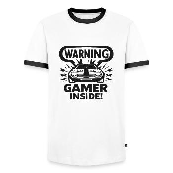 Warnung Gamer Inside - Männer Kontrast-T-Shirt - Weiß/Schwarz - Vorne - AI Model Female 172 light (172cm) & AI Model Male 178 dark (178cm)