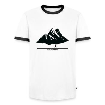 Trail Running Sports - Men's Ringer Shirt - white/black - Front - AI Model Female 172 light (172cm) & AI Model Male 178 dark (178cm)