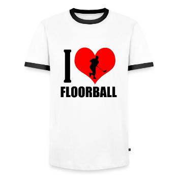 Floorball Ballsport Innebandy Unihockey - T-shirt contrasté Homme - blanc/noir - Devant - AI Model Female 172 light (172cm) & AI Model Male 178 dark (178cm)