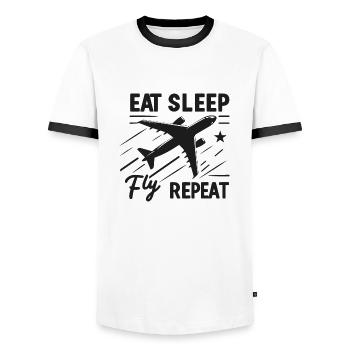 Manger dormir Mouche Répéter - T-shirt contrasté Homme - blanc/noir - Devant - AI Model Female 172 light (172cm) & AI Model Male 178 dark (178cm)