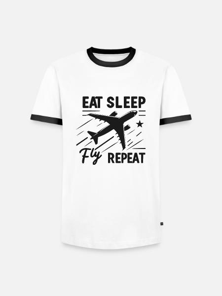 Eat Sleep Fly Repeat - Men's Ringer Shirt - white/black