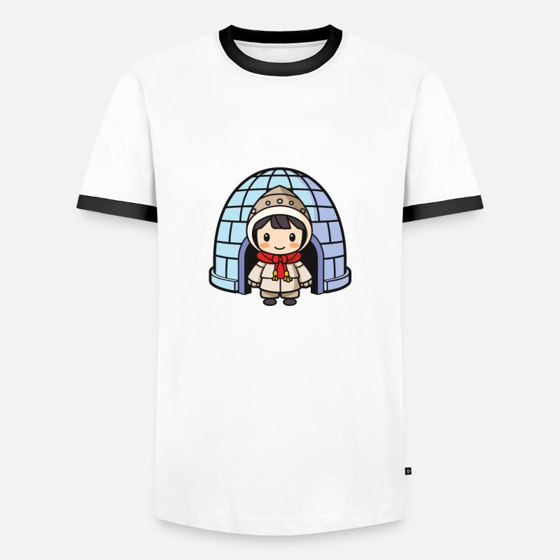 iglu eskimo mädchen - Männer Kontrast-T-Shirt - Weiß/Schwarz