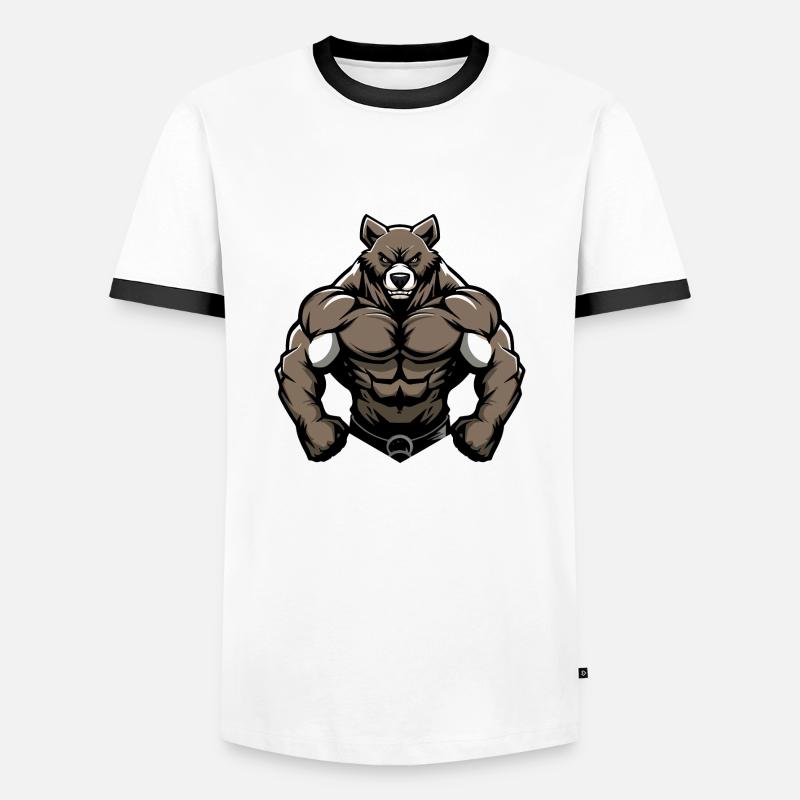 Bear Comic - Men's Ringer Shirt - white/black