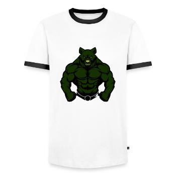 Bear Comic Fit - Men's Ringer Shirt - white/black - Front - AI Model Female 172 light (172cm) & AI Model Male 178 dark (178cm)