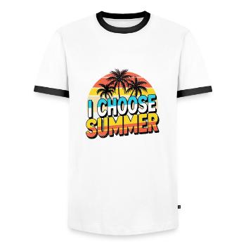 Choose Summer - Men's Ringer Shirt - white/black - Front - AI Model Female 172 light (172cm) & AI Model Male 178 dark (178cm)