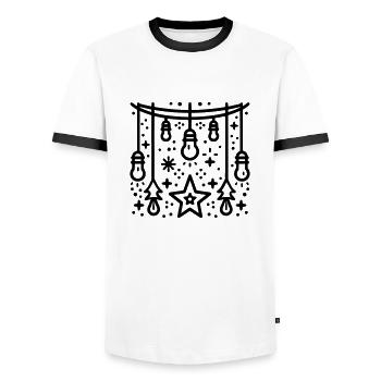 Guirlandes lumineuses - T-shirt contrasté Homme - blanc/noir - Devant - AI Model Female 172 light (172cm) & AI Model Male 178 dark (178cm)