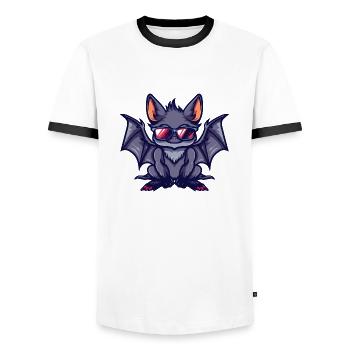 Fledermaus Comic Cool - Männer Kontrast-T-Shirt - Weiß/Schwarz - Vorne - AI Model Female 172 light (172cm) & AI Model Male 178 dark (178cm)
