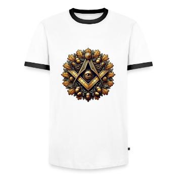 Logo maçonnique - T-shirt contrasté Homme - blanc/noir - Devant - AI Model Female 172 light (172cm) & AI Model Male 178 dark (178cm)
