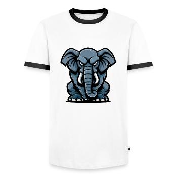 Bande dessinée éléphant - T-shirt contrasté Homme - blanc/noir - Devant - AI Model Female 172 light (172cm) & AI Model Male 178 dark (178cm)