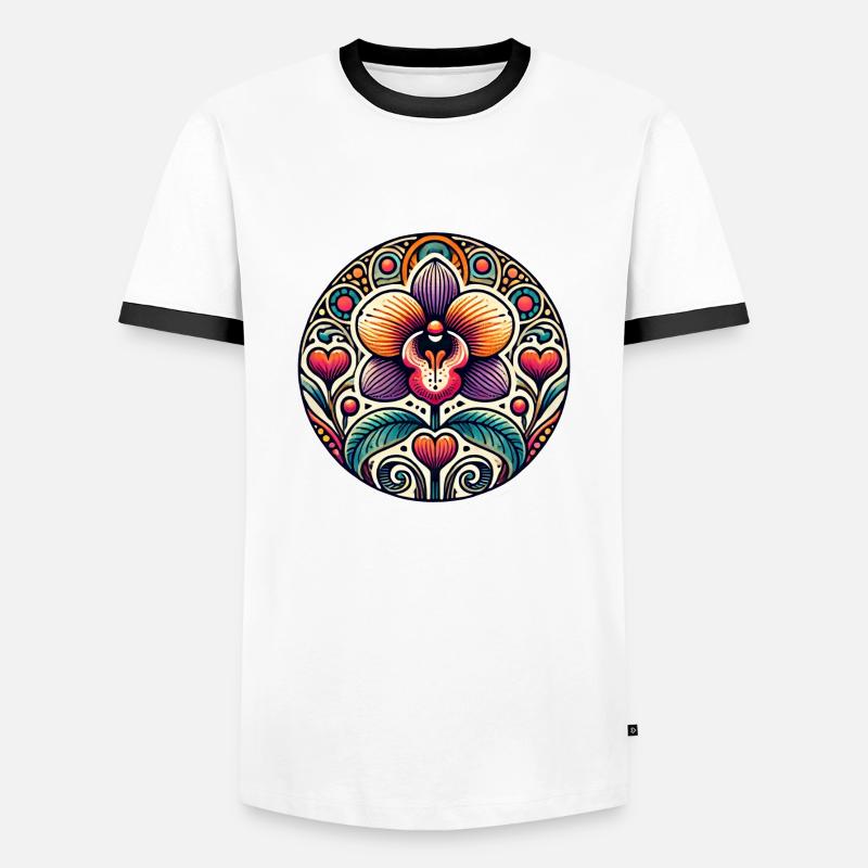 Orchidee - Männer Kontrast-T-Shirt - Weiß/Schwarz