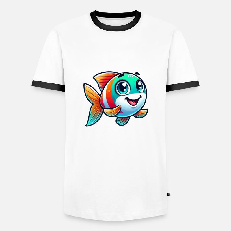 Fisch Comic - Männer Kontrast-T-Shirt - Weiß/Schwarz
