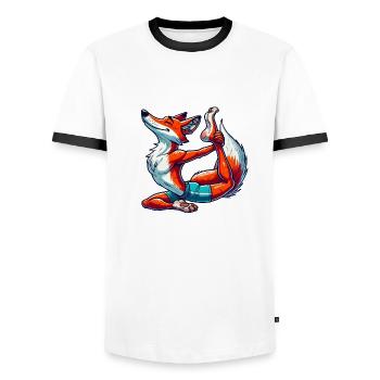 fuchs yoga - Männer Kontrast-T-Shirt - Weiß/Schwarz - Vorne - AI Model Female 172 light (172cm) & AI Model Male 178 dark (178cm)