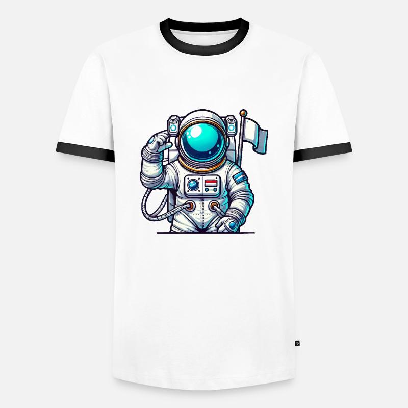 spaceman comic astronaut - Männer Kontrast-T-Shirt - Weiß/Schwarz