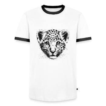 Léopard - T-shirt contrasté Homme - blanc/noir - Devant - AI Model Female 172 light (172cm) & AI Model Male 178 dark (178cm)