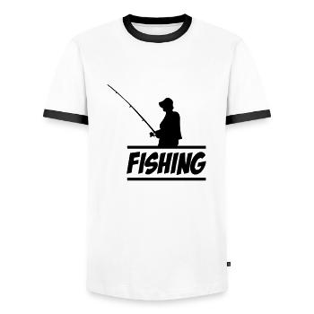Pêche - T-shirt contrasté Homme - blanc/noir - Devant - AI Model Female 172 light (172cm) & AI Model Male 178 dark (178cm)