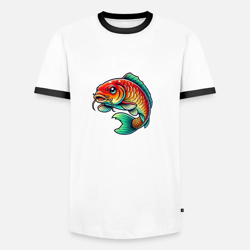 Fish Carp - Men's Ringer Shirt - white/black