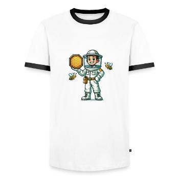 imker bienen - Männer Kontrast-T-Shirt - Weiß/Schwarz - Vorne - AI Model Female 172 light (172cm) & AI Model Male 178 dark (178cm)