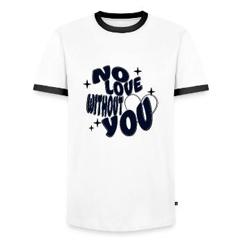 No love without you - T-shirt contrasté Homme - blanc/noir - Devant - AI Model Female 172 light (172cm) & AI Model Male 178 dark (178cm)