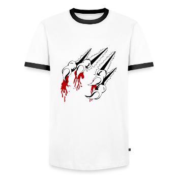 griffes 01 - T-shirt contrasté Homme - blanc/noir - Devant - AI Model Female 172 light (172cm) & AI Model Male 178 dark (178cm)