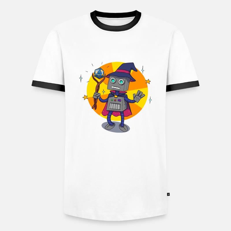 Robowizard - Men's Ringer Shirt - white/black