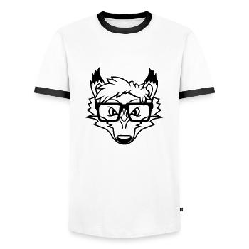 Fox Nerd Horn-rimmed Glasses Geek Smart Intelligent Cool - Men's Ringer Shirt - white/black - Front - AI Model Female 172 light (172cm) & AI Model Male 178 dark (178cm)