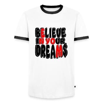 Glaube an deine Träume - Männer Kontrast-T-Shirt - Weiß/Schwarz - Vorne - AI Model Female 172 light (172cm) & AI Model Male 178 dark (178cm)