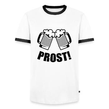 bier prost - Männer Kontrast-T-Shirt - Weiß/Schwarz - Vorne - AI Model Female 172 light (172cm) & AI Model Male 178 dark (178cm)