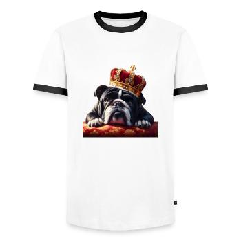 Fauler Hund mit Krone - Männer Kontrast-T-Shirt - Weiß/Schwarz - Vorne - AI Model Female 172 light (172cm) & AI Model Male 178 dark (178cm)