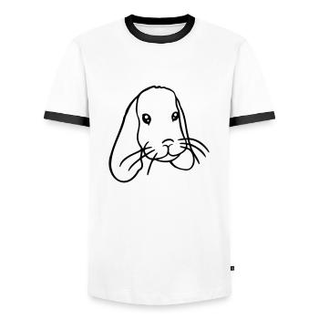 Bunny Rabbit Bunny Rodent Small Animal Cute - Men's Ringer Shirt - white/black - Front - AI Model Female 172 light (172cm) & AI Model Male 178 dark (178cm)