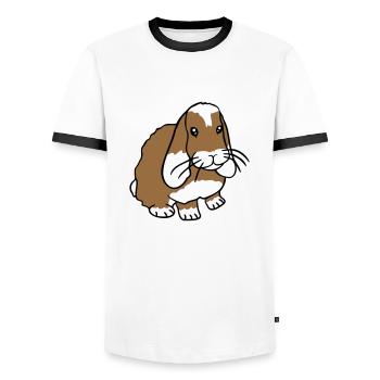 Bunny Rabbit Bunny Rodent Small Animal Cute - Men's Ringer Shirt - white/black - Front - AI Model Female 172 light (172cm) & AI Model Male 178 dark (178cm)