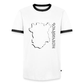 (RU) Carte de la Tchétchénie comme ébauche CE - T-shirt contrasté Homme - blanc/noir - Devant - AI Model Female 172 light (172cm) & AI Model Male 178 dark (178cm)