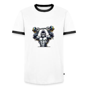 poids gorille fitness - T-shirt contrasté Homme - blanc/noir - Devant - AI Model Female 172 light (172cm) & AI Model Male 178 dark (178cm)