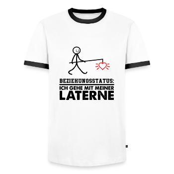 My Lantern 02 - Men's Ringer Shirt - white/black - Front - AI Model Female 172 light (172cm) & AI Model Male 178 dark (178cm)