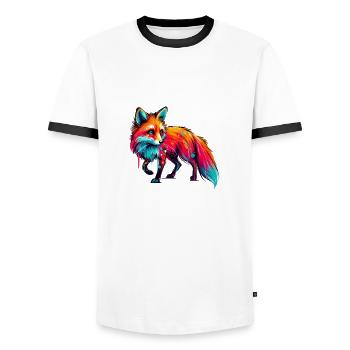 Fox Paint - Men's Ringer Shirt - white/black - Front - AI Model Female 172 light (172cm) & AI Model Male 178 dark (178cm)