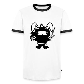 Hase Ninja Stern Kämpfer Japanischer Assassine - Männer Kontrast-T-Shirt - Weiß/Schwarz - Vorne - AI Model Female 172 light (172cm) & AI Model Male 178 dark (178cm)