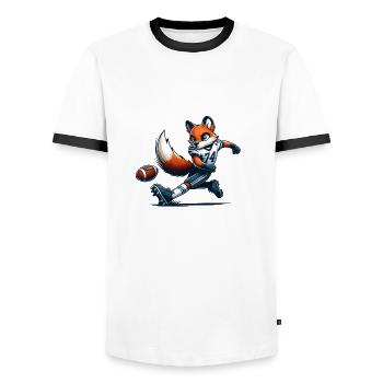 fuchs football - Männer Kontrast-T-Shirt - Weiß/Schwarz - Vorne - AI Model Female 172 light (172cm) & AI Model Male 178 dark (178cm)