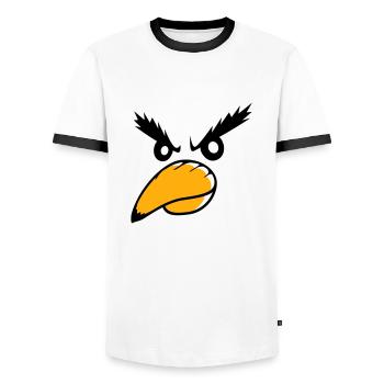 Raven Bird Peeps Evil Cool Funny Comic Humor Fun - Men's Ringer Shirt - white/black - Front - AI Model Female 172 light (172cm) & AI Model Male 178 dark (178cm)