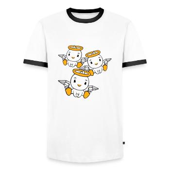 3 Ducks Angel Friends Halo Holy Team - Men's Ringer Shirt - white/black - Front - AI Model Female 172 light (172cm) & AI Model Male 178 dark (178cm)