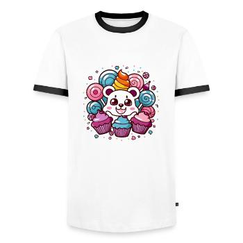 Kawaii Anime – Süßes Manga Design für Otakus Teddy - Männer Kontrast-T-Shirt - Weiß/Schwarz - Vorne - AI Model Female 172 light (172cm) & AI Model Male 178 dark (178cm)