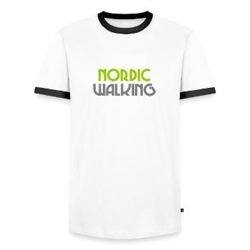 Marche nordique - Sport - Endurance - Marche - T-shirt contrasté Homme - blanc/noir - Devant - AI Model Female 172 light (172cm) & AI Model Male 178 dark (178cm)
