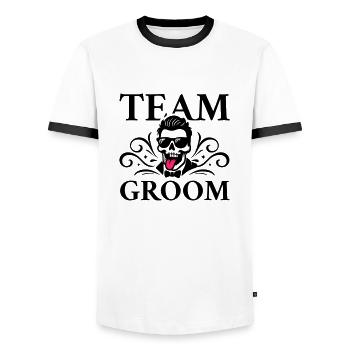 Team Groom Hochzeit - Männer Kontrast-T-Shirt - Weiß/Schwarz - Vorne - AI Model Female 172 light (172cm) & AI Model Male 178 dark (178cm)