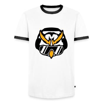 DJ Eule Sonnenbrille Kopfhörer Musik Club Party - Männer Kontrast-T-Shirt - Weiß/Schwarz - Vorne - AI Model Female 172 light (172cm) & AI Model Male 178 dark (178cm)