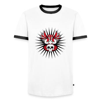 Owl Eagle Owl Cool Skull Skull Halloween Tattoo - Men's Ringer Shirt - white/black - Front - AI Model Female 172 light (172cm) & AI Model Male 178 dark (178cm)