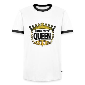 Unapologetic Queen - Men's Ringer Shirt - white/black - Front - AI Model Female 172 light (172cm) & AI Model Male 178 dark (178cm)