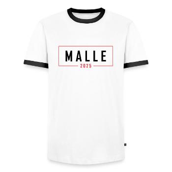 Malle 2025 - T-shirt contrasté Homme - blanc/noir - Devant - AI Model Female 172 light (172cm) & AI Model Male 178 dark (178cm)