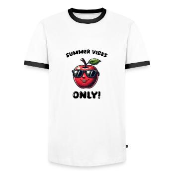 pomme fraîche - T-shirt contrasté Homme - blanc/noir - Devant - AI Model Female 172 light (172cm) & AI Model Male 178 dark (178cm)