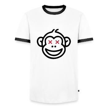 Monkey Party Comic - Men's Ringer Shirt - white/black - Front - AI Model Female 172 light (172cm) & AI Model Male 178 dark (178cm)